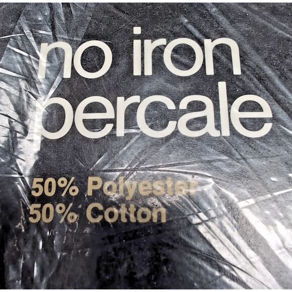 VTG JCPenney Twin Fitted Sheet White No Iron Percale 50/50 Poly/Cotton NEW READ - Picture 2 of 8